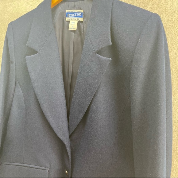 Vintage Pendleton 100% Virgin Wool Royal Blue Two Button Women's Blazer Size 10 - Picture 3 of 11